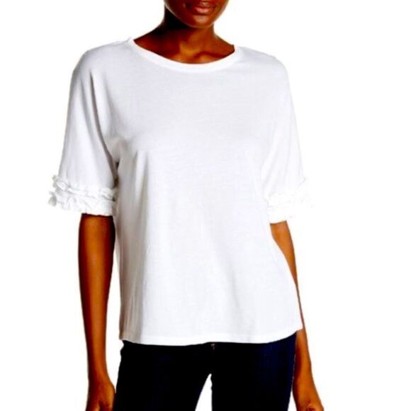 14th and union white shirt with ruffle sleeves - Picture 1 of 9